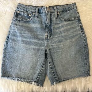 Madewell High Rise Mid Length Raw Hem Cutoff Denim Jean Shorts Size 26